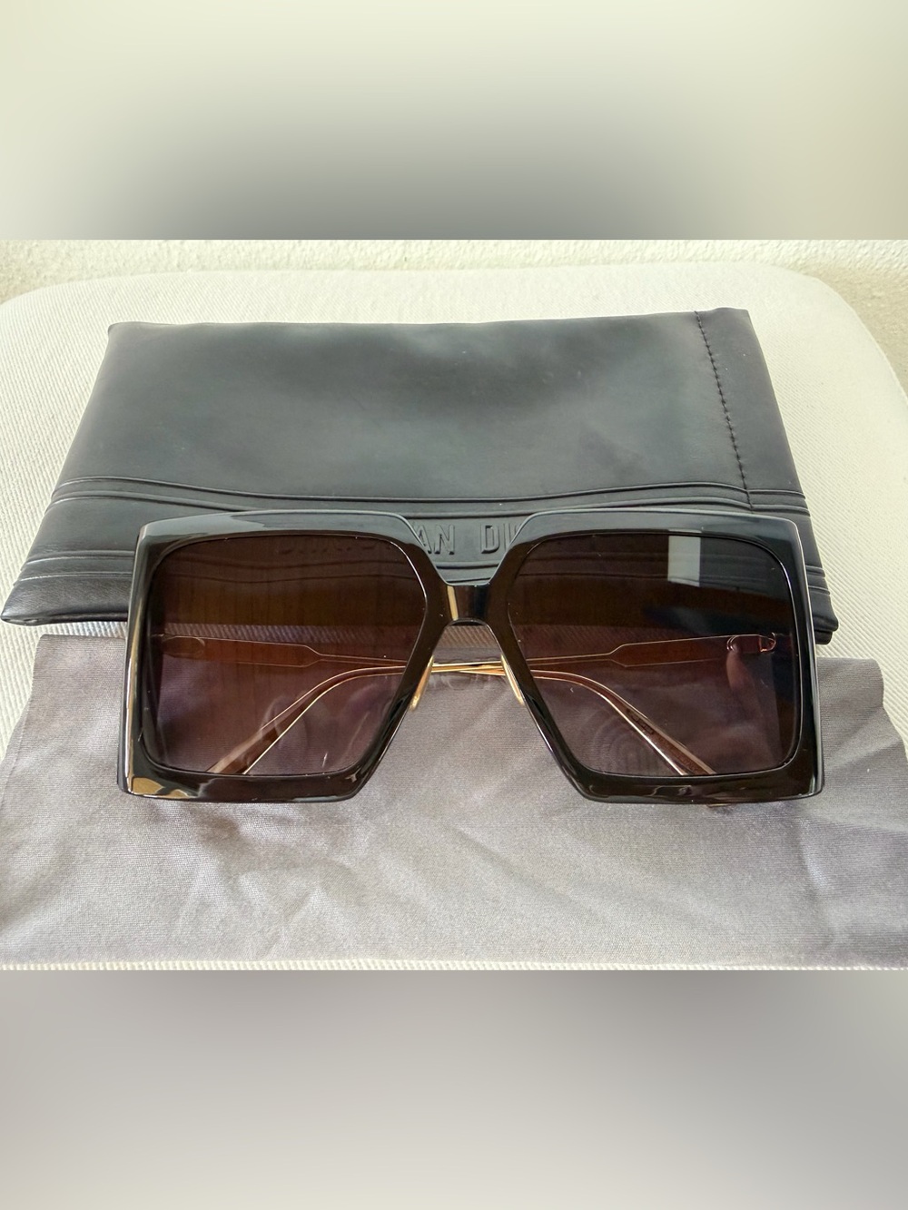 Dior Oversized Sunglasses in Dark Brown with Gold Accents